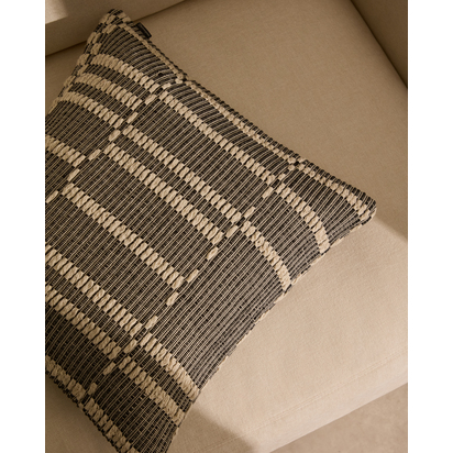 Kavri black and beige cotton cushion cover 50 x 50cm