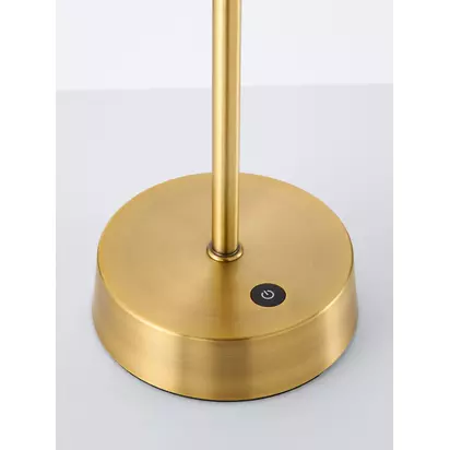 John Lewis Ernie Rechargeable Indoor/Outdoor LED Table Lamp, Black Matt Gold | H31.80 x W14 x D14cm