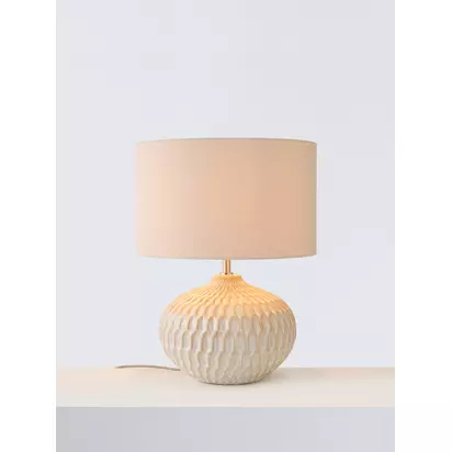 John Lewis Textured Ceramic Table Lamp, White Wash White Wash | H50.50 x W38.50 x D38.50cm