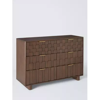 John Lewis Check & Stripe 6 Drawer Chest, Dark Wood Dark Wood | H853.00mm * W1266.00mm * D450.00mm