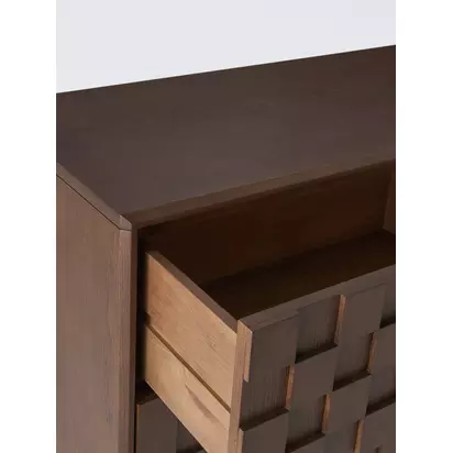 John Lewis Check & Stripe 6 Drawer Chest, Dark Wood Dark Wood | H853.00mm * W1266.00mm * D450.00mm