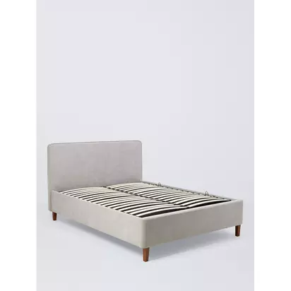 John Lewis Clyde Ottoman Storage Bed Frame, King Size Brushed Weave Grey | H:112.5 x W:167.00cm x D:219.5cm