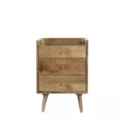 Swoon Fresco 3 Drawer Bedside Table, Natural Light Wood | H57cm x W40cm x D40cm