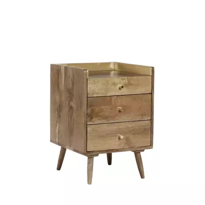 Swoon Fresco 3 Drawer Bedside Table, Natural Light Wood | H57cm x W40cm x D40cm