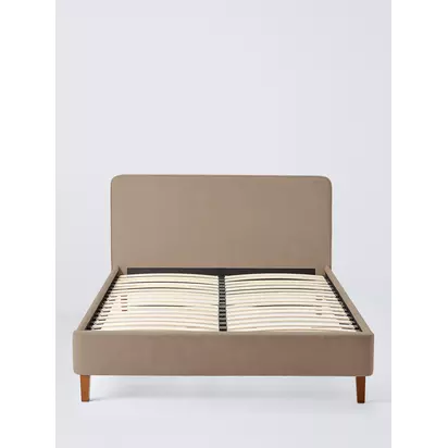 John Lewis Clyde Upholstered Bed Frame, Small Double Brushed Weave Beige | H103 x W135 x D204.50cm
