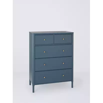 John Lewis Pillar 5 Drawer Chest, Blue Blue | H121 x W910 x D460mm