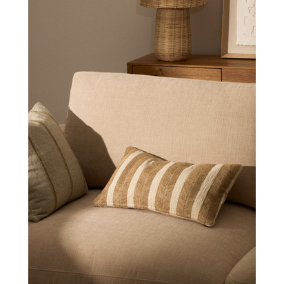 Disis cushion cover made of linen and cotton with beige woven stripes 45 x 45 cm