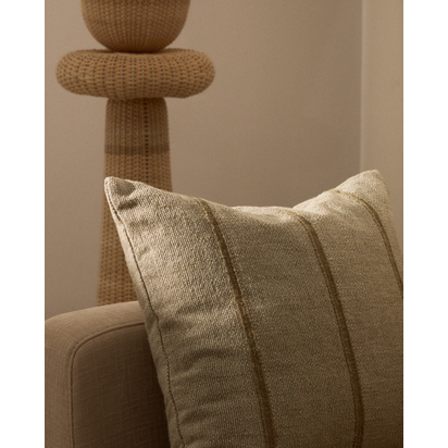 Disis cushion cover made of linen and cotton with beige woven stripes 45 x 45 cm