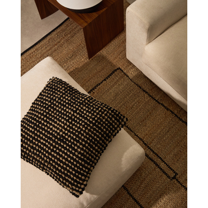 Sayen black jute cushion cover 50 x 50 cm