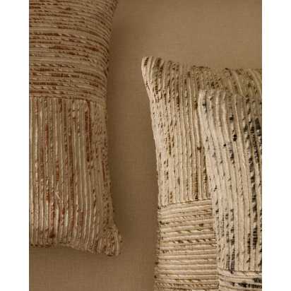 Anuba beige and red checked jacquard cushion cover 45 x 45cm