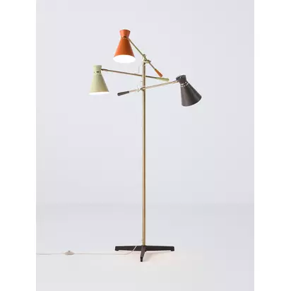 John Lewis Bauhaus Adjustable 3-Arm Floor Lamp, Multi Multi | H150 x W53 x D53cm