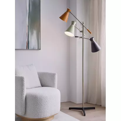John Lewis Bauhaus Adjustable 3-Arm Floor Lamp, Multi Multi | H150 x W53 x D53cm