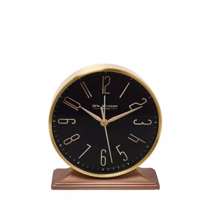 William Widdop Analogue Mantel Alarm Clock, Black/Gol White | H143 x W128 x D53mm