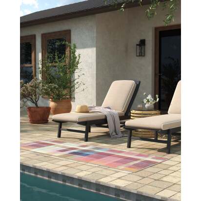 Margot Tartan Berry Multicolour Outdoor Rug - 185 x 275 cm - Rug + Pad System