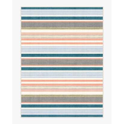 Tropez Stripe Teal Multicolour Outdoor Rug - 275 x 365 cm - Rug + Pad System