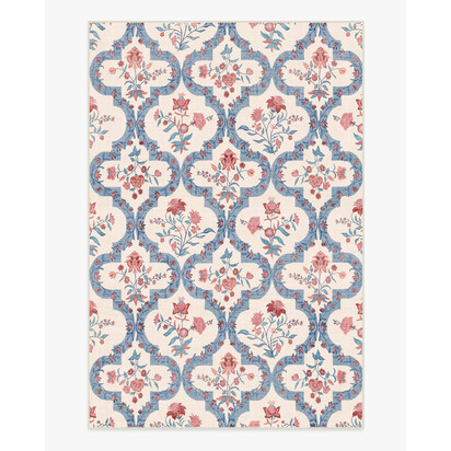 Elodie Currant & Ocean Outdoor Rug - 185 x 275 cm - Rug + Pad System