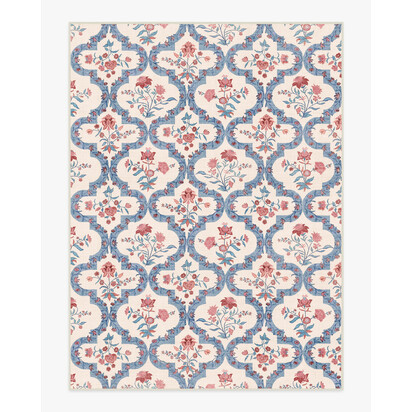 Elodie Currant & Ocean Outdoor Rug - 275 x 365 cm - Rug + Pad System
