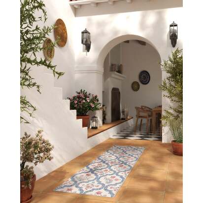 Elodie Currant & Ocean Outdoor Rug - 275 x 365 cm - Rug + Pad System