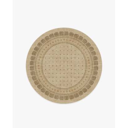 Beatrice Tan Flatwoven Rug - 185 Round cm - Rug + Cushioned Pad System