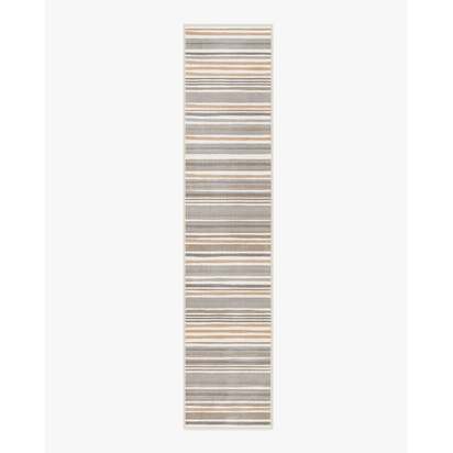Elio Stripe Grey & Ivory Flatwoven Rug - 75 x 365 cm - Rug + Pad System