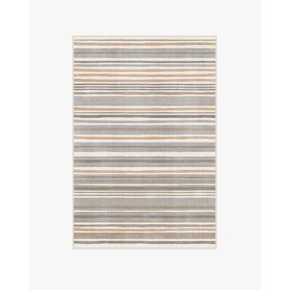 Elio Stripe Grey & Ivory Flatwoven Rug - 120 x 185 cm - Rug + Pad System