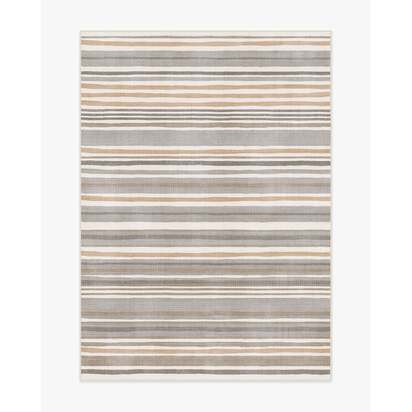 Elio Stripe Grey & Ivory Flatwoven Rug - 150 x 215 cm - Rug + Pad System