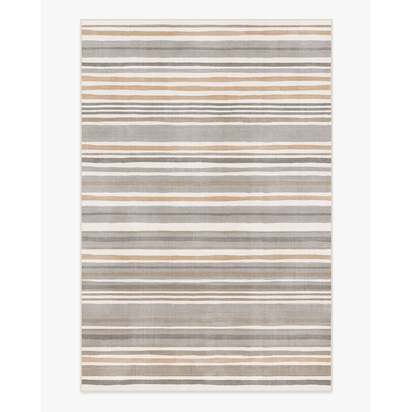 Elio Stripe Grey & Ivory Flatwoven Rug - 185 x 275 cm - Rug + Pad System