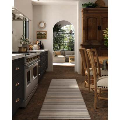 Elio Stripe Grey & Ivory Flatwoven Rug - 185 x 275 cm - Rug + Pad System