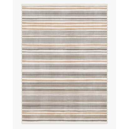 Elio Stripe Grey & Ivory Flatwoven Rug - 305 x 425 cm - Rug + Pad System