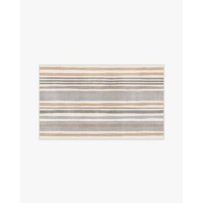 Elio Stripe Grey & Ivory Flatwoven Rug - 90 x 150 cm - Rug + Cushioned Pad System