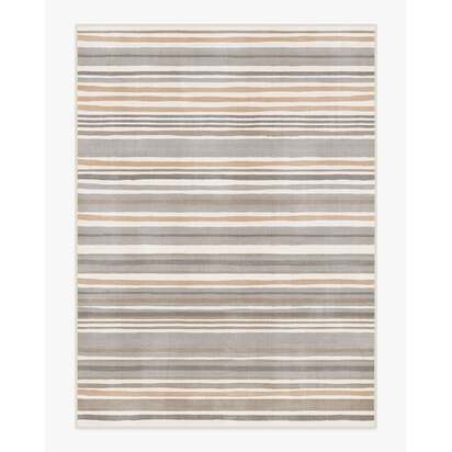 Elio Stripe Grey & Ivory Flatwoven Rug - 275 x 365 cm - Rug + Cushioned Pad System