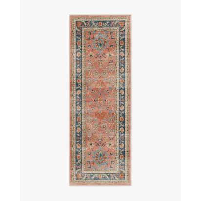 Calabria Coral Multicolour Flatwoven Rug - 75 x 215 cm - Rug + Cushioned Pad System