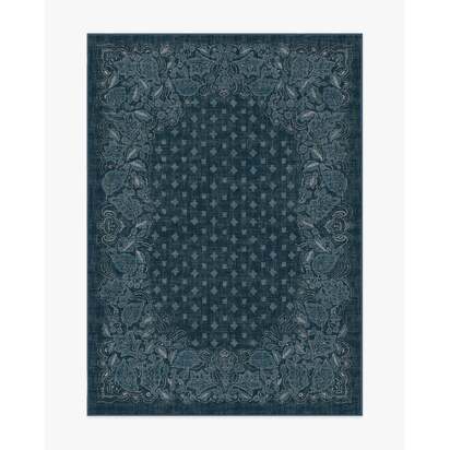 Prato Midnight Blue Flatwoven Rug - 150 x 215 cm - Rug + Pad System