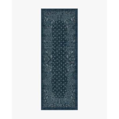 Prato Midnight Blue Flatwoven Rug - 75 x 215 cm - Rug + Cushioned Pad System