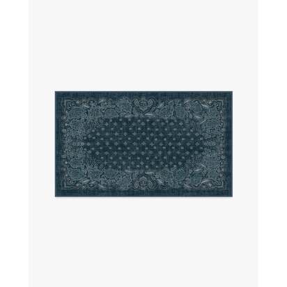 Prato Midnight Blue Flatwoven Rug - 90 x 150 cm - Rug + Cushioned Pad System