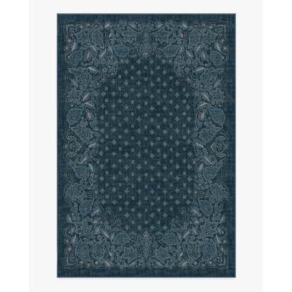 Prato Midnight Blue Flatwoven Rug - 185 x 275 cm - Rug + Cushioned Pad System