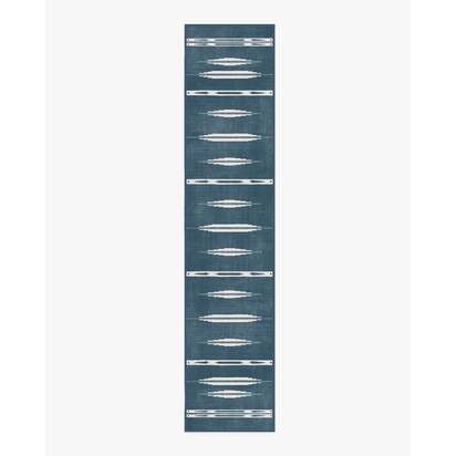 Raye Indigo & Ivory Flatwoven Rug - 75 x 365 cm - Rug + Pad System