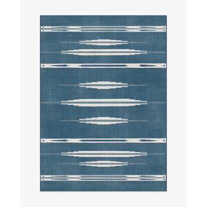 Raye Indigo & Ivory Flatwoven Rug - 150 x 215 cm - Rug + Pad System