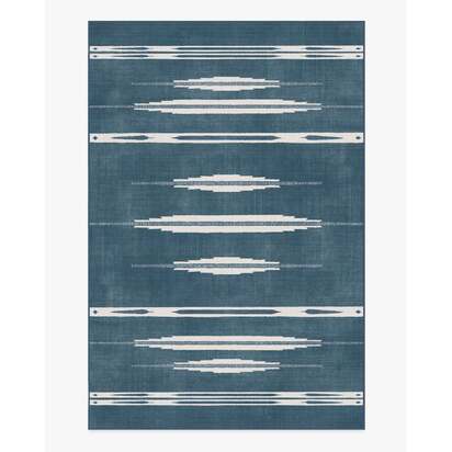 Raye Indigo & Ivory Flatwoven Rug - 200 x 290 cm - Rug + Pad System