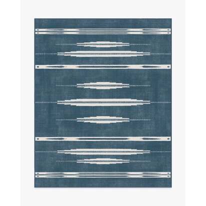 Raye Indigo & Ivory Flatwoven Rug - 245 x 305 cm - Rug + Pad System