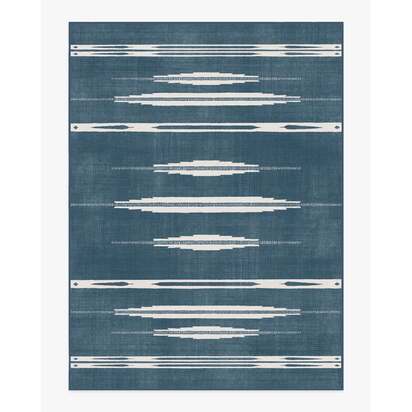 Raye Indigo & Ivory Flatwoven Rug - 275 x 365 cm - Rug + Pad System