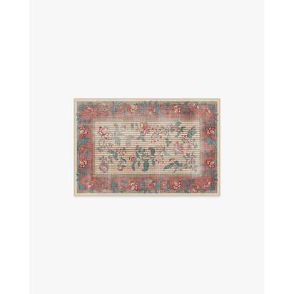 Lilou Currant & Teal Green Flatwoven Rug - 60 x 90 cm - Rug + Pad System