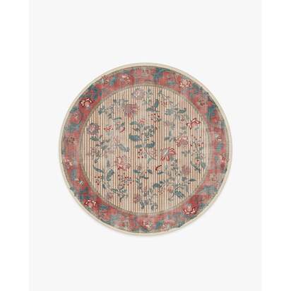 Lilou Currant & Teal Green Flatwoven Rug - 185 Round cm - Rug + Pad System