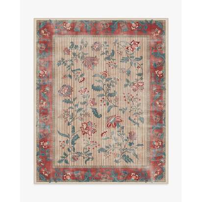 Lilou Currant & Teal Green Flatwoven Rug - 245 x 305 cm - Rug + Cushioned Pad System