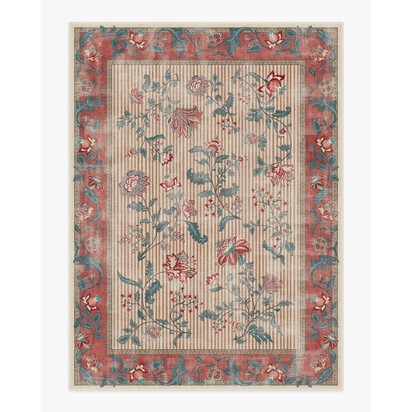 Lilou Currant & Teal Green Flatwoven Rug - 275 x 365 cm - Rug + Cushioned Pad System