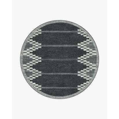 Sloane Black Flatwoven Rug - 245 Round cm - Rug + Cushioned Pad System