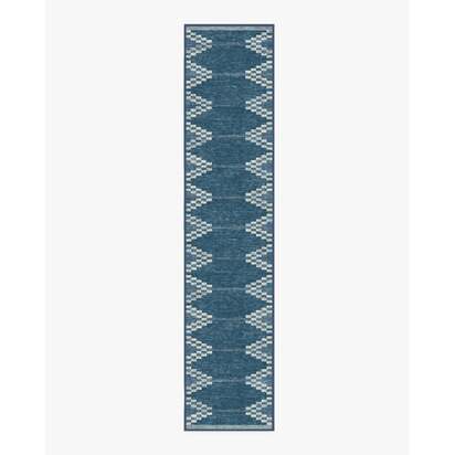 Sloane Blue Flatwoven Rug - 75 x 365 cm - Rug + Pad System