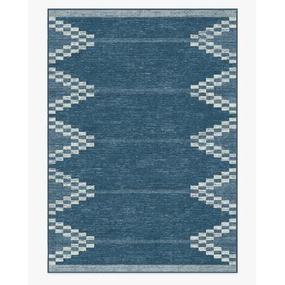 Sloane Blue Flatwoven Rug - 305 x 425 cm - Rug + Pad System