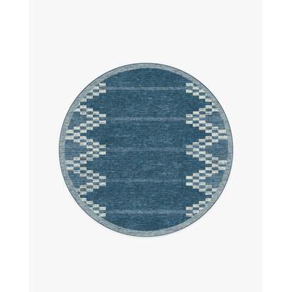 Sloane Blue Flatwoven Rug - 185 Round cm - Rug + Pad System