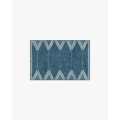 Sloane Blue Flatwoven Rug - 60 x 90 cm - Rug + Cushioned Pad System